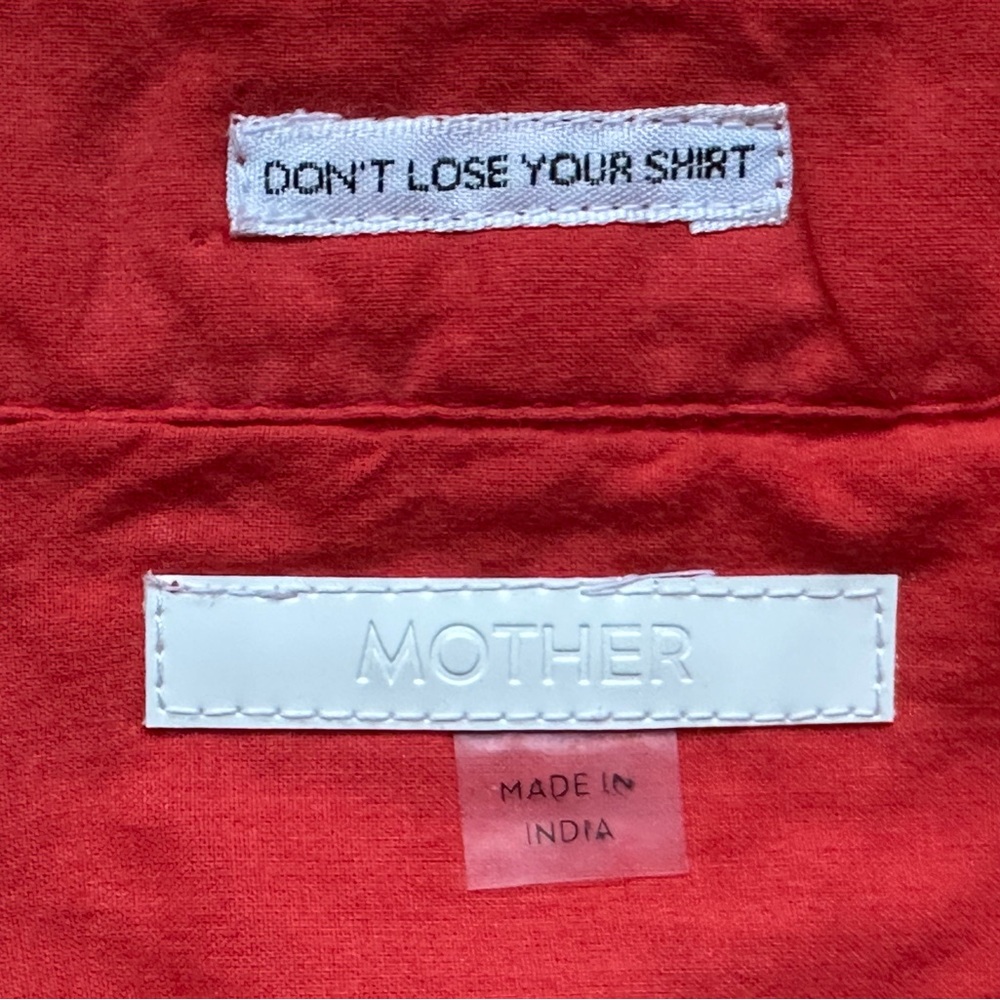 MOTHER. Women's orangey red Embroidered shirt.
Runs generous. Texture ! - Picture 8 of 14